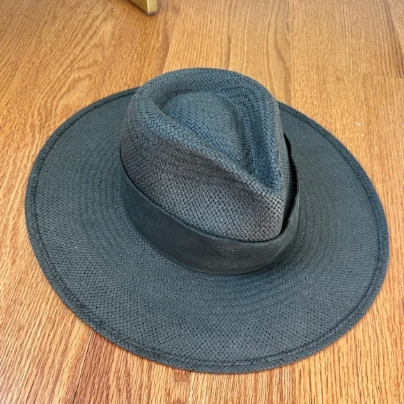 Janessa Leone Rose straw fedora - black - Picture 3 of 11